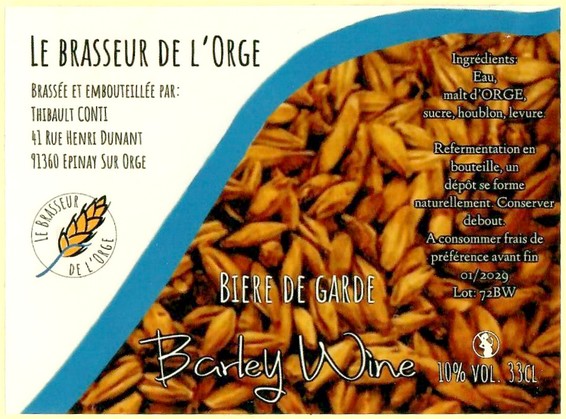 Etiquette BRASSERIE LE BRASSEUR DE L'ORGE 11