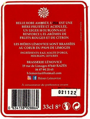 Etiquette BRASSERIE LEMOVICE 12B