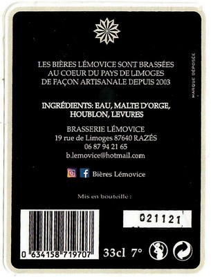 Etiquette BRASSERIE LEMOVICE 16B