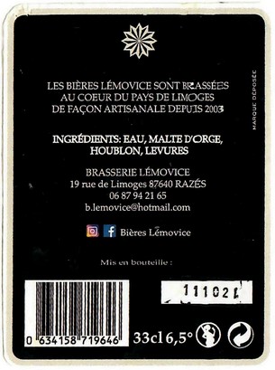Etiquette BRASSERIE LEMOVICE 17B