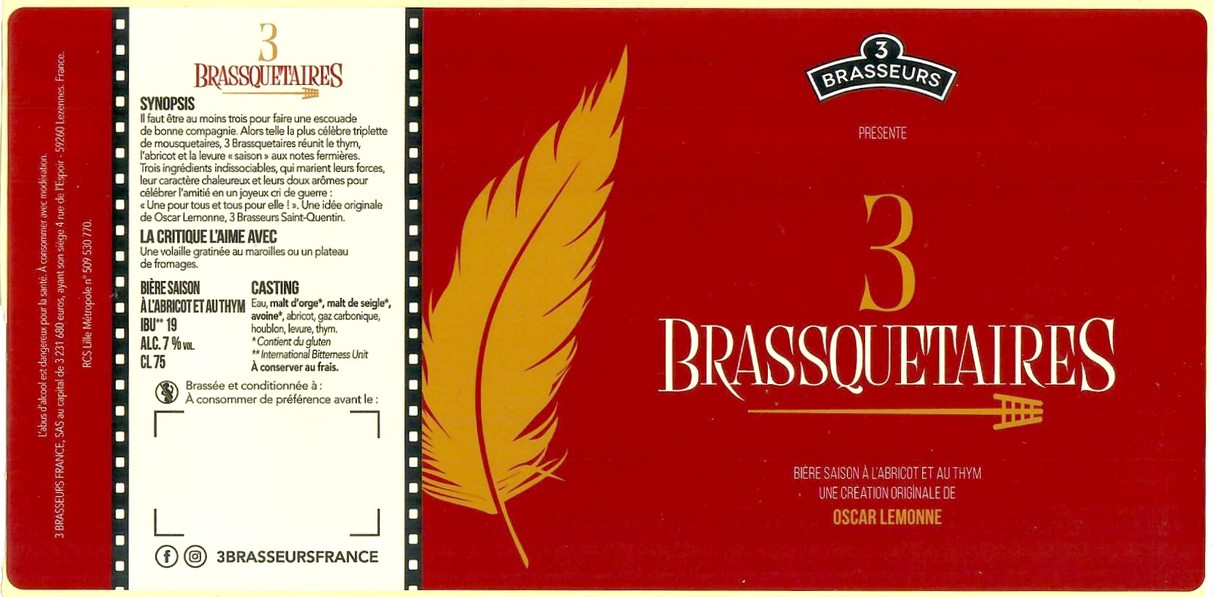 Etiquette BRASSERIE LES 3 BRASSEURS 183