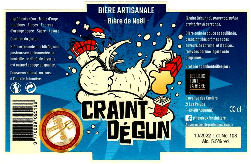 etiquette BRASSERIE LES DEUX FONT LA BIERE 09