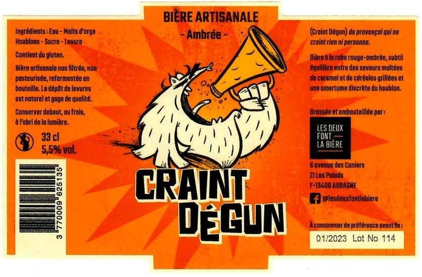 etiquette BRASSERIE LES DEUX FONT LA BIERE 12