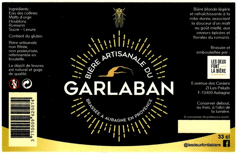 etiquette BRASSERIE LES DEUX FONT LA BIERE 20