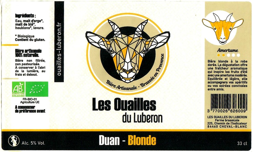 Etiquette BRASSERIE LES OUAILLES DU LUBERON 06