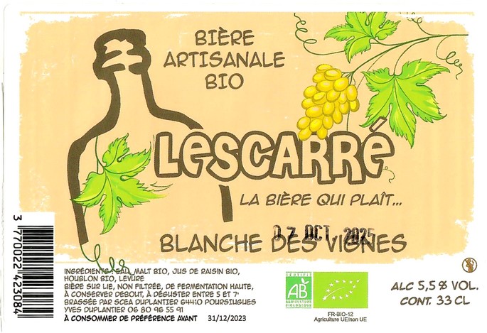 Etiquette BRASSERIE LESCARRE 30