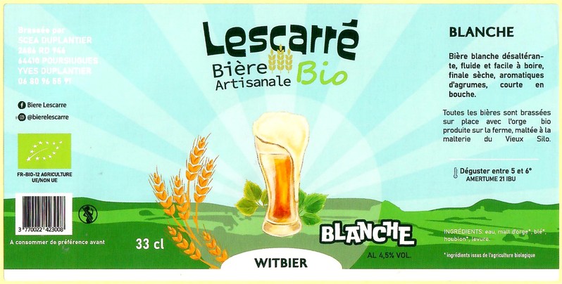Etiquette BRASSERIE LESCARRE 32