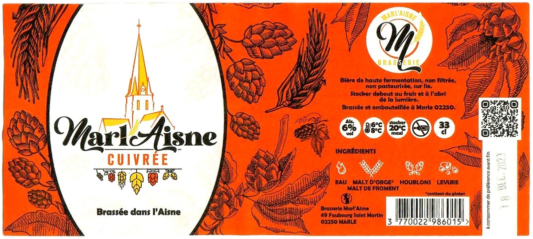 Etiquette BRASSERIE LA MARL'AISNE 02
