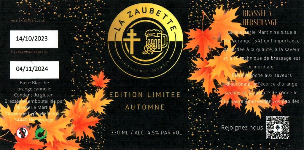 Etiquette BRASSERIE MARTIN 01