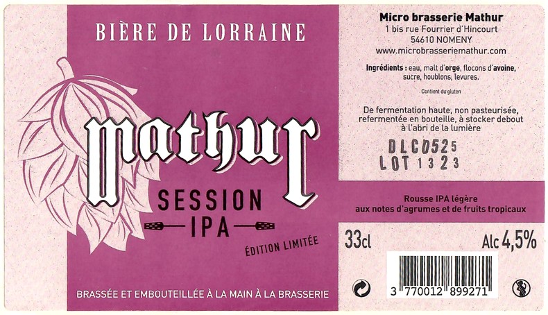 Etiquette BRASSERIE MATHUR 26