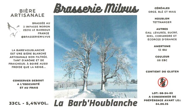 Etiquette BRASSERIE MILVUS 06
