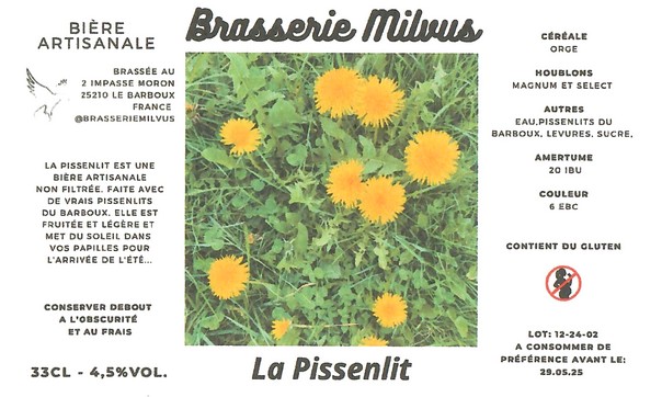 Etiquette BRASSERIE MILVUS 10