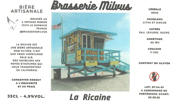 Etiquette BRASSERIE MILVUS 12