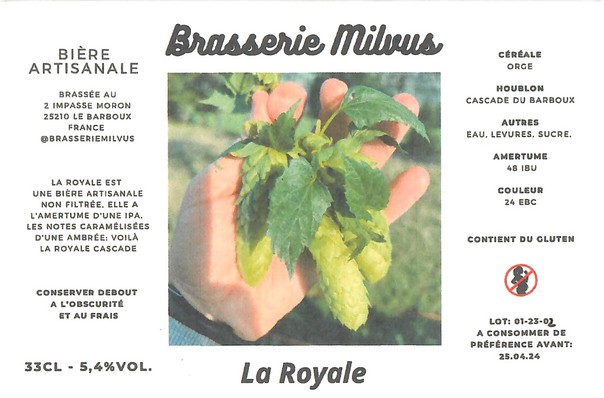 Etiquette BRASSERIE MILVUS 13