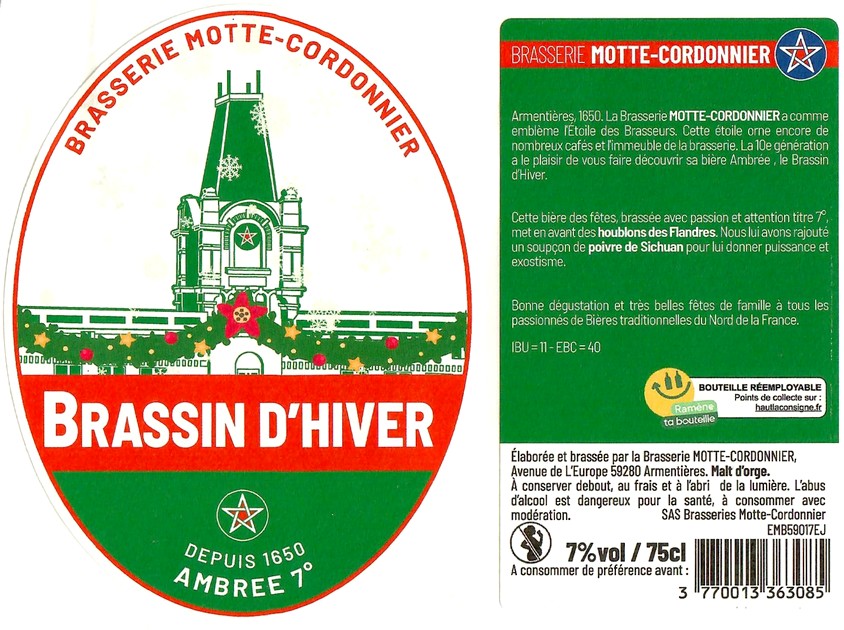 Etiquette BRASSERIE MOTTE CORDONNIER 36