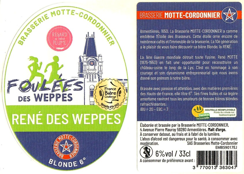 Etiquette BRASSERIE MOTTE CORDONNIER 40