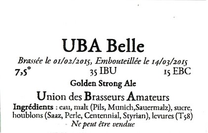 Etiquette BRASSERIE UNION DES BRASSEURS AMATEURS 01