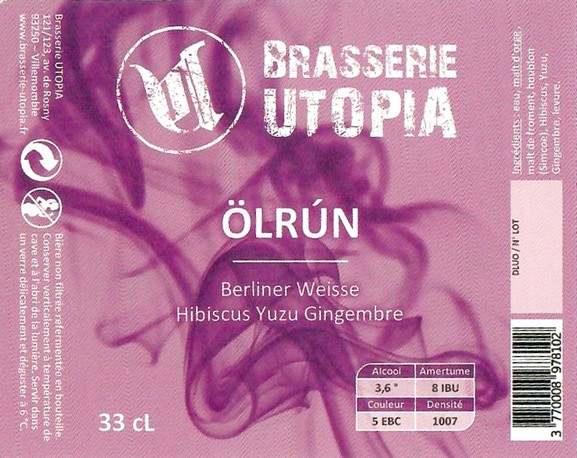 Etiquette BRASSERIE UTOPIA 10