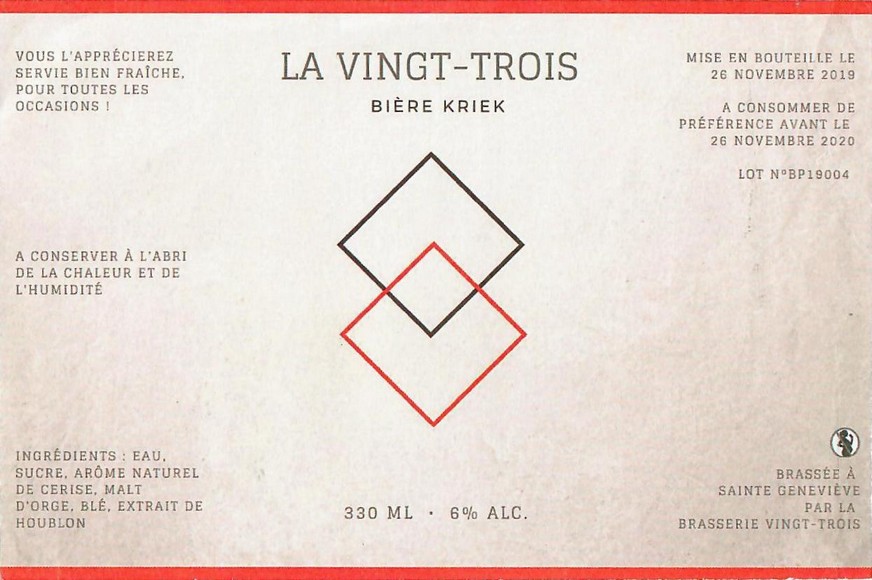 Etiquette BRASSERIE VINGT-TROIS 01