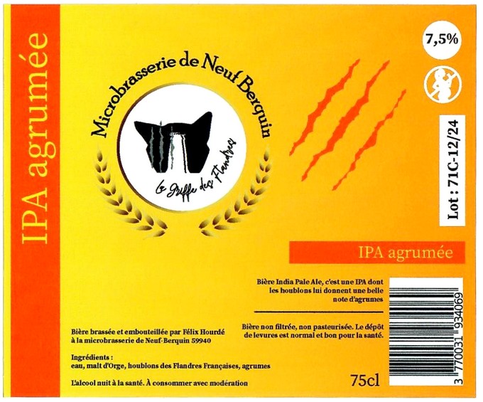 Etiquette MICROBRASSERIE DE NEUF BERQUIN 17